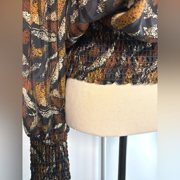 Vintage 80’s Sheer Silky Stripe See-through‎ Abstract Art Print Blouse - Picture 6 of 13